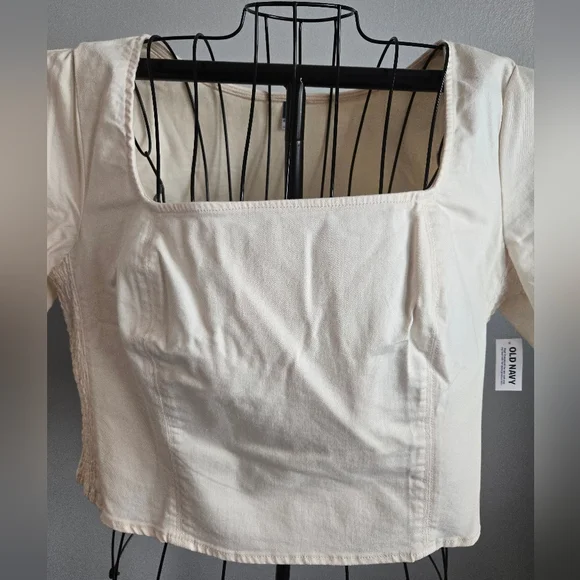NWT Old Navy Women's Cream Denim Square Neck Top 2X - Picture 5 of 9